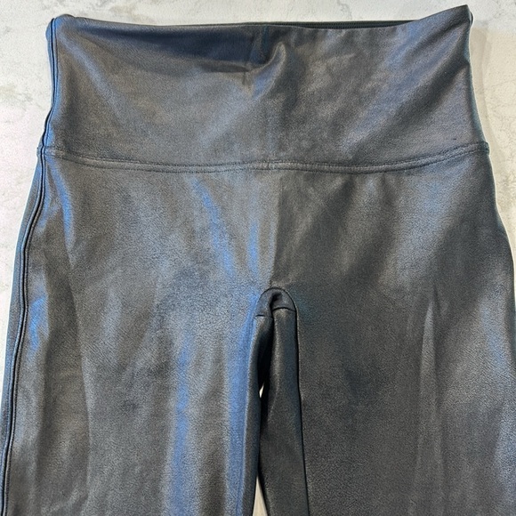 Spanx Faux Leather Shimmer Leggings High Waisted Black Large - Picture 12 of 16